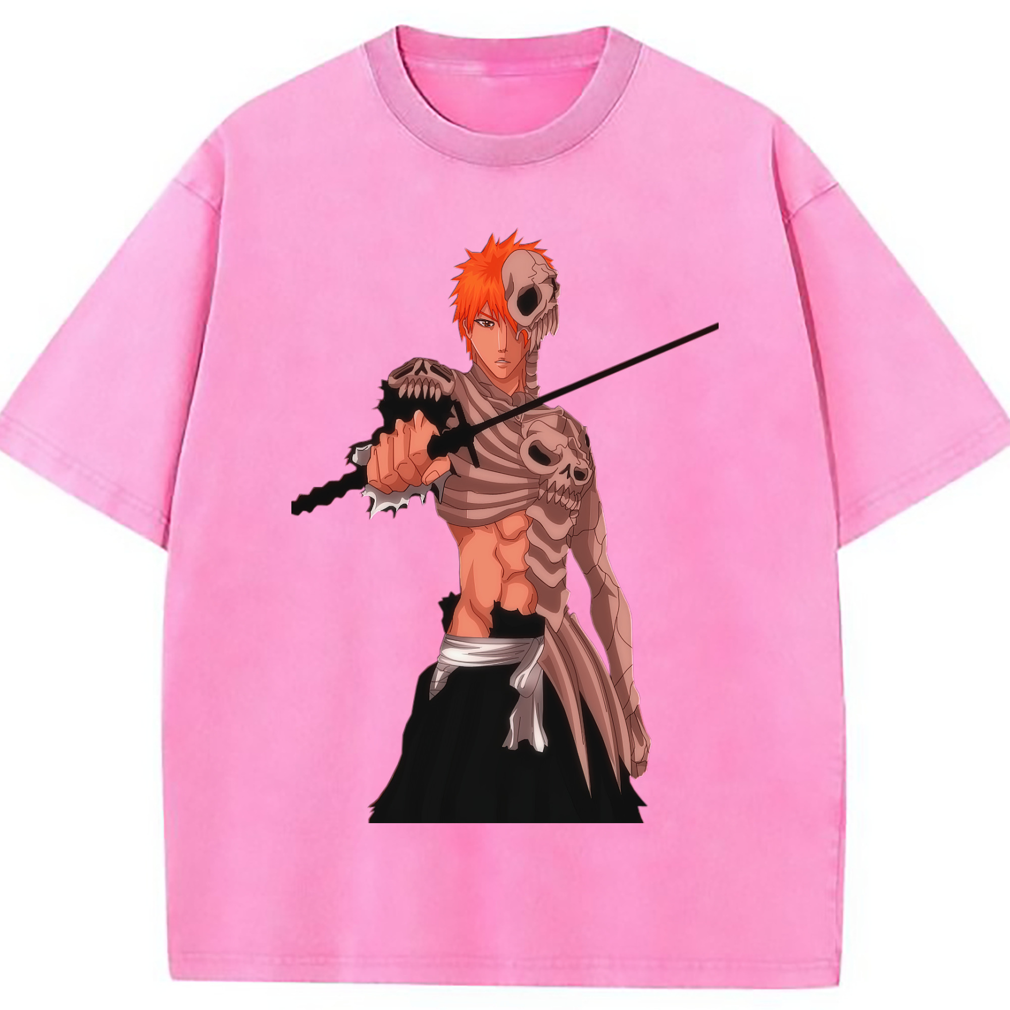 （画像用） ブリーチ 黒崎一護（くろさき いちご）BLEACH Kurosaki Ichigo 綿100% ヴィンテージ風 半袖Tシャツ（フロントプリント）